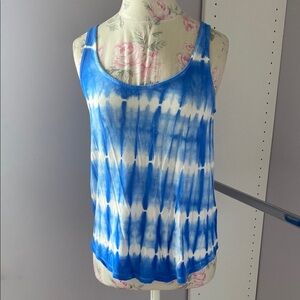 PJ Salvage Blue and White Tank Top with Tie-Dye Style